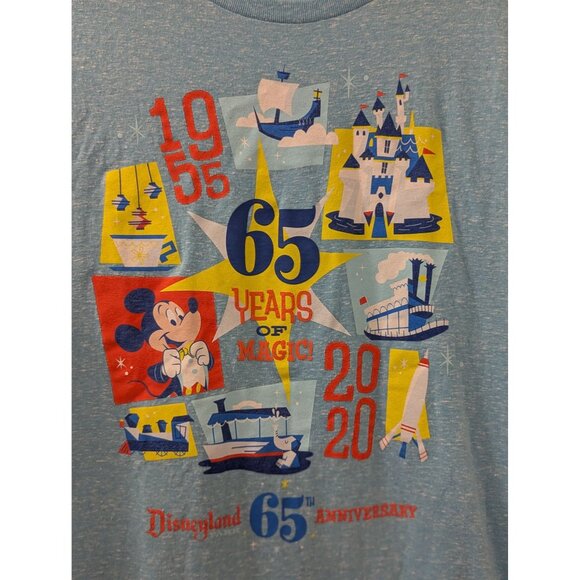 Disneyland 65th Anniversary Blue Graphic T-Shirt M 65 Years Of Magic Mickey Mous - Picture 2 of 4